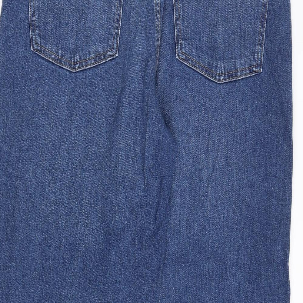 Marks and Spencer Womens Blue Cotton Wide-Leg Jeans Size 16 Regular Zip