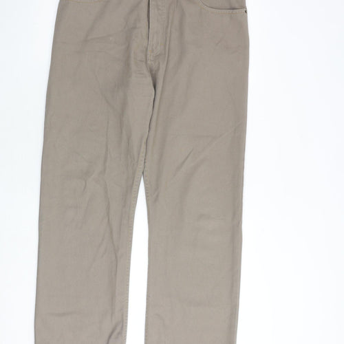 Blue Harbour Mens Brown Cotton Straight Jeans Size 36 in Regular Zip