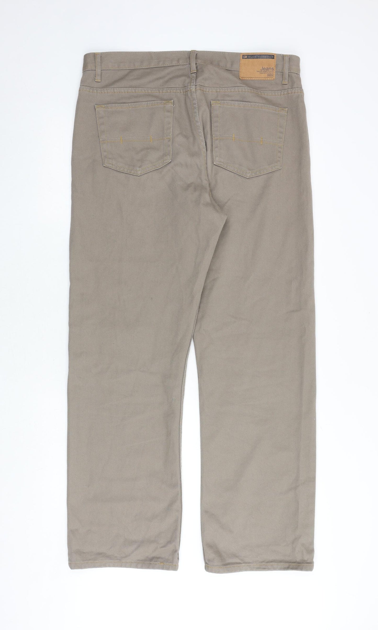 Blue Harbour Mens Brown Cotton Straight Jeans Size 36 in Regular Zip