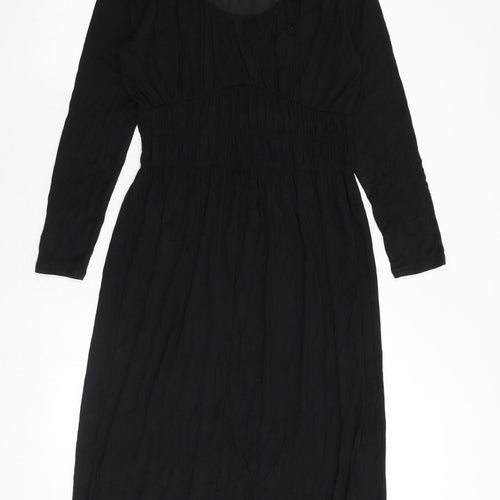 Marks and Spencer Womens Black Viscose A-Line Size 10 Scoop Neck Pullover