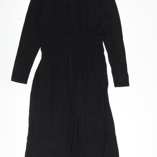 Marks and Spencer Womens Black Viscose A-Line Size 10 Scoop Neck Pullover