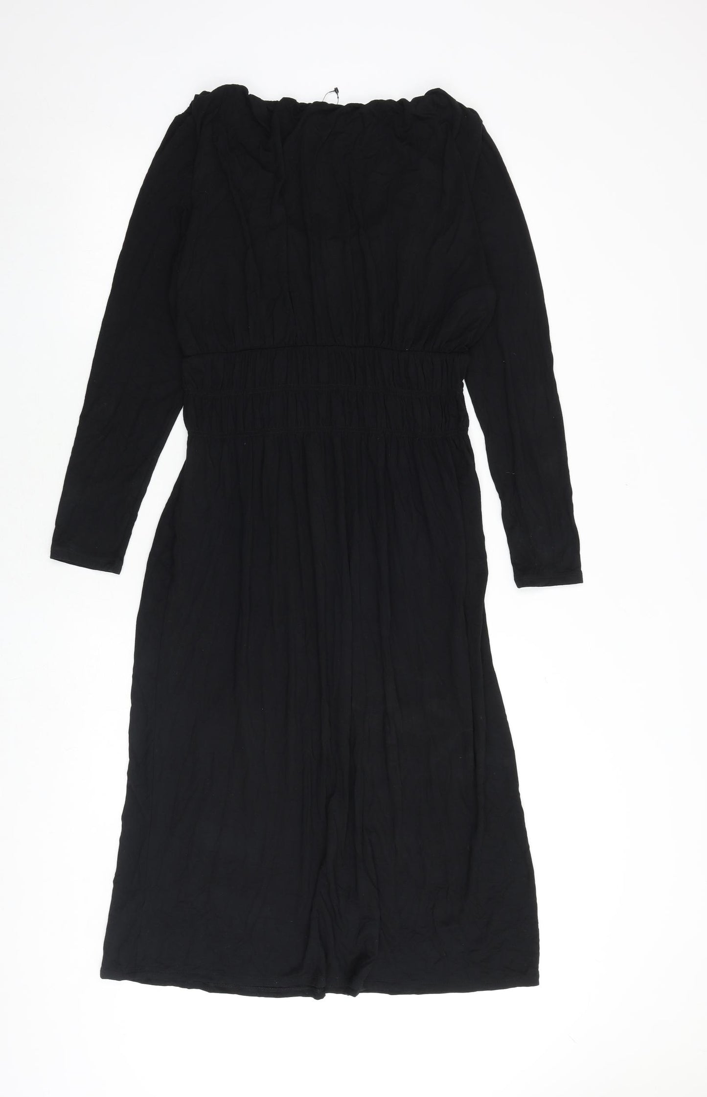 Marks and Spencer Womens Black Viscose A-Line Size 10 Scoop Neck Pullover