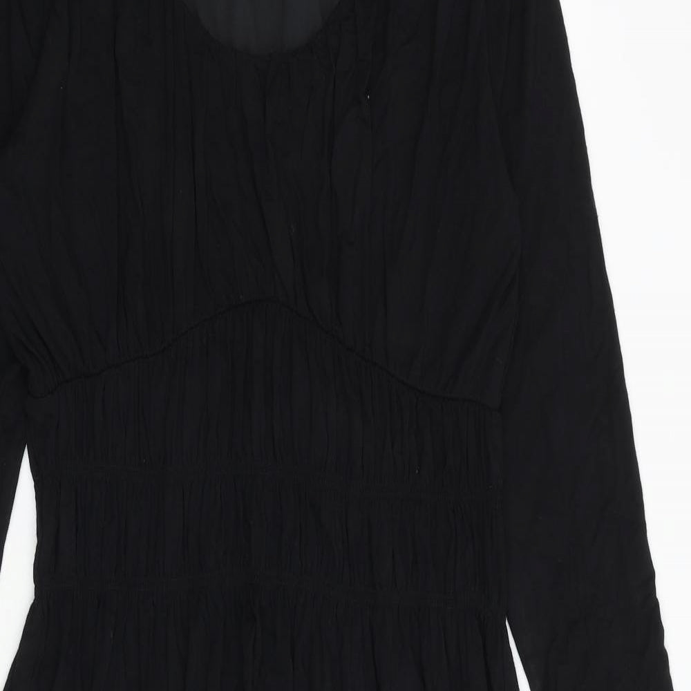 Marks and Spencer Womens Black Viscose A-Line Size 10 Scoop Neck Pullover