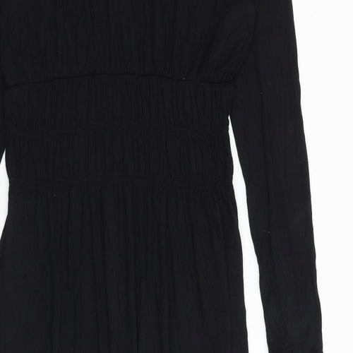 Marks and Spencer Womens Black Viscose A-Line Size 10 Scoop Neck Pullover