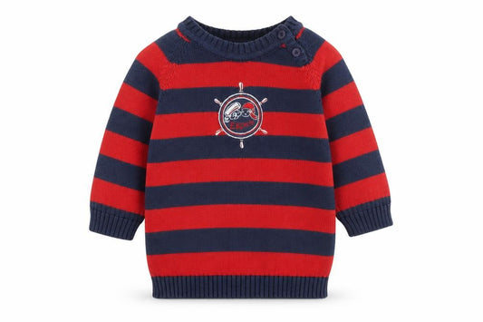 Front view of ESPRIT Baby Multicoloured Striped 100% Cotton jumper, size 6-9, Months Pullover - 6 months
