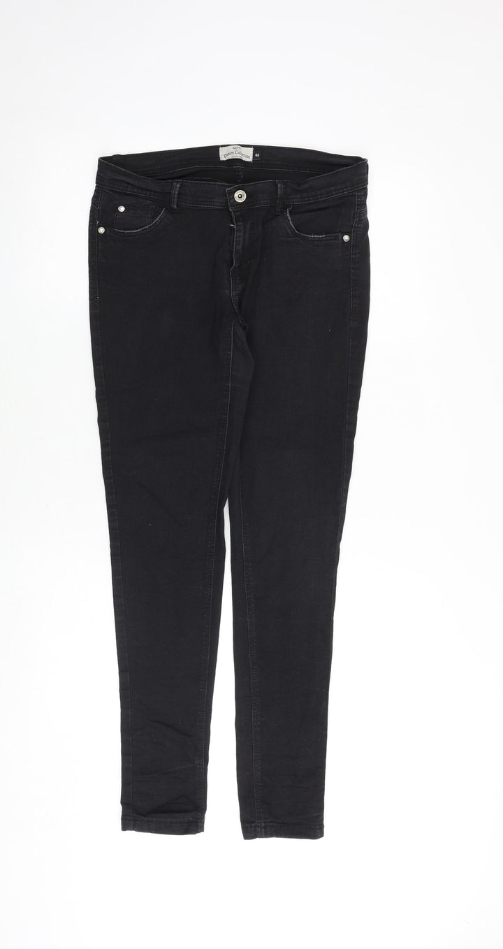 Mim Denim Collection Womens Black Cotton Skinny Jeans Size 12 Regular Zip