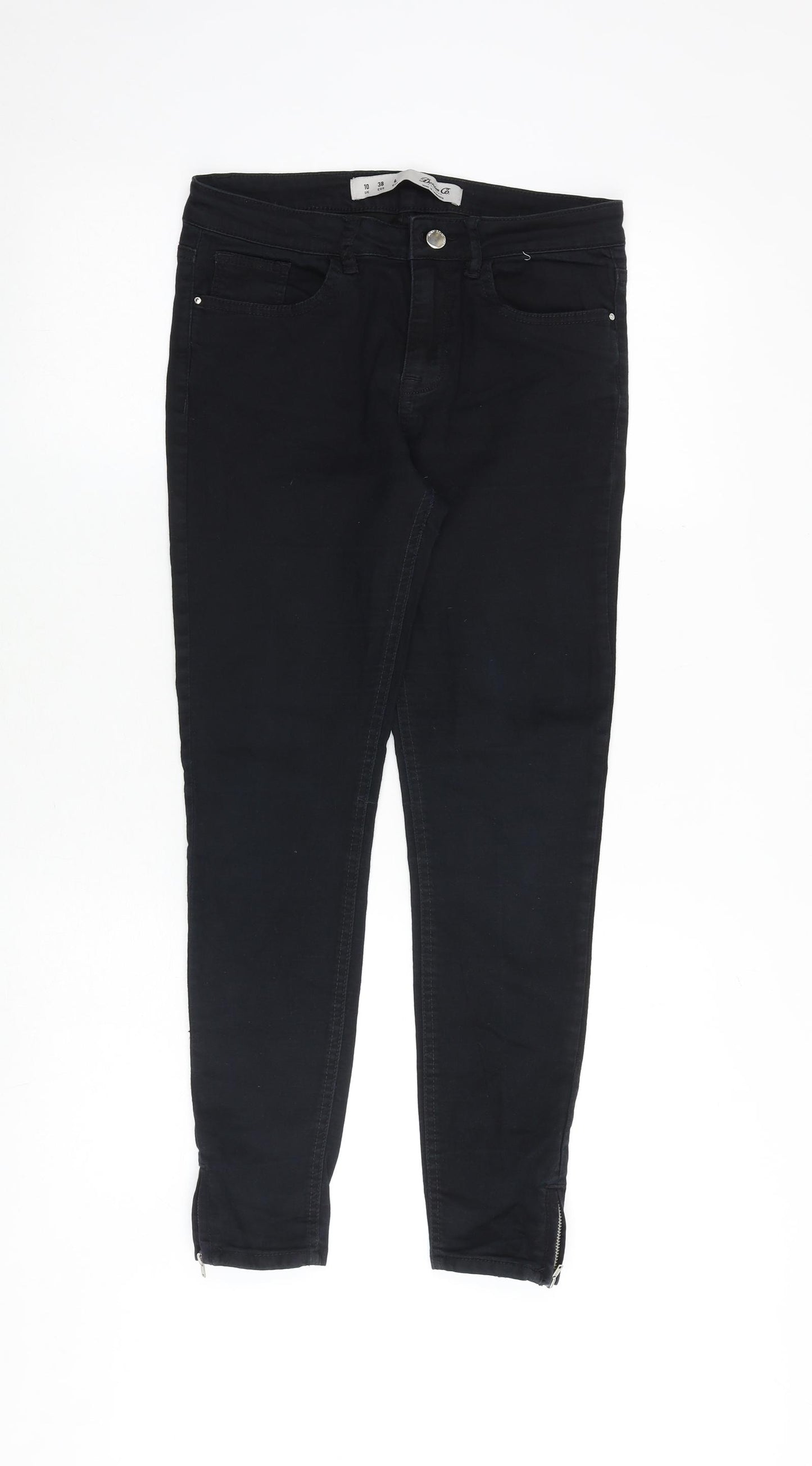 Denim & Co. Womens Black Cotton Skinny Jeans Size 10 Regular Zip