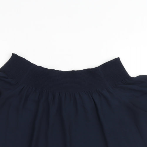 Warehouse Womens Blue Polyester Basic Blouse Size 12 Round Neck