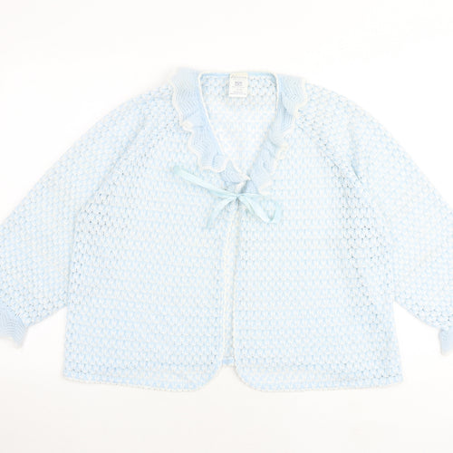 Debenhams Womens Blue V-Neck Acrylic Cardigan Jumper Size 16 - Tie Front
