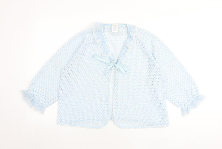 Debenhams Womens Blue V-Neck Acrylic Cardigan Jumper Size 16 - Tie Front
