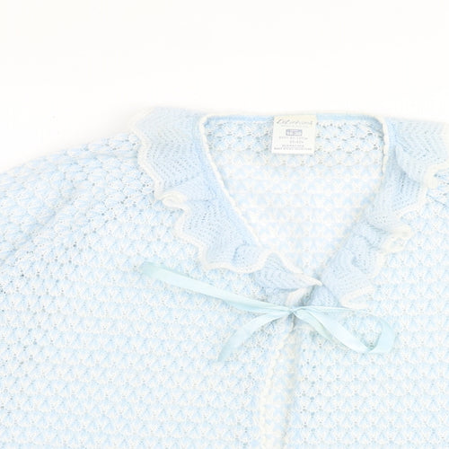 Debenhams Womens Blue V-Neck Acrylic Cardigan Jumper Size 16 - Tie Front