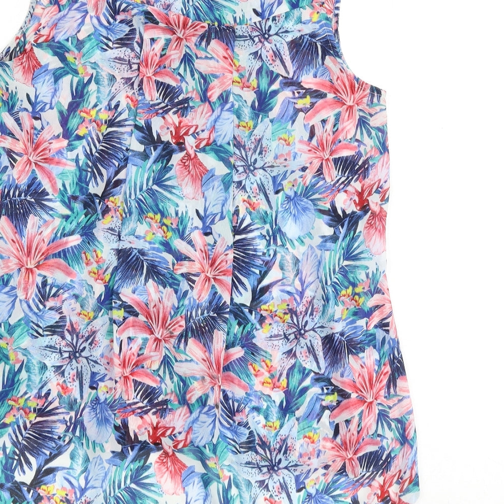 H&M Womens Multicoloured Floral Polyester Basic Tank Size 6 V-Neck