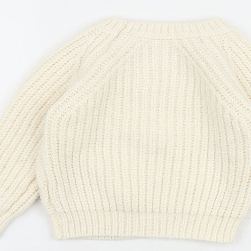 Marks and Spencer Girls Ivory Round Neck Acrylic Pullover Jumper Size 4-5 Years Pullover