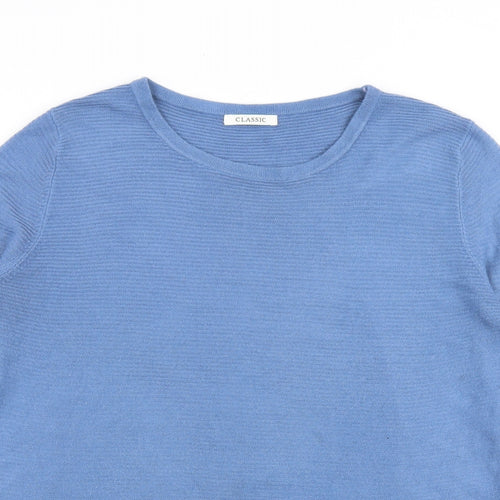 Marks and Spencer Womens Blue Round Neck Acrylic Pullover Jumper Size 16