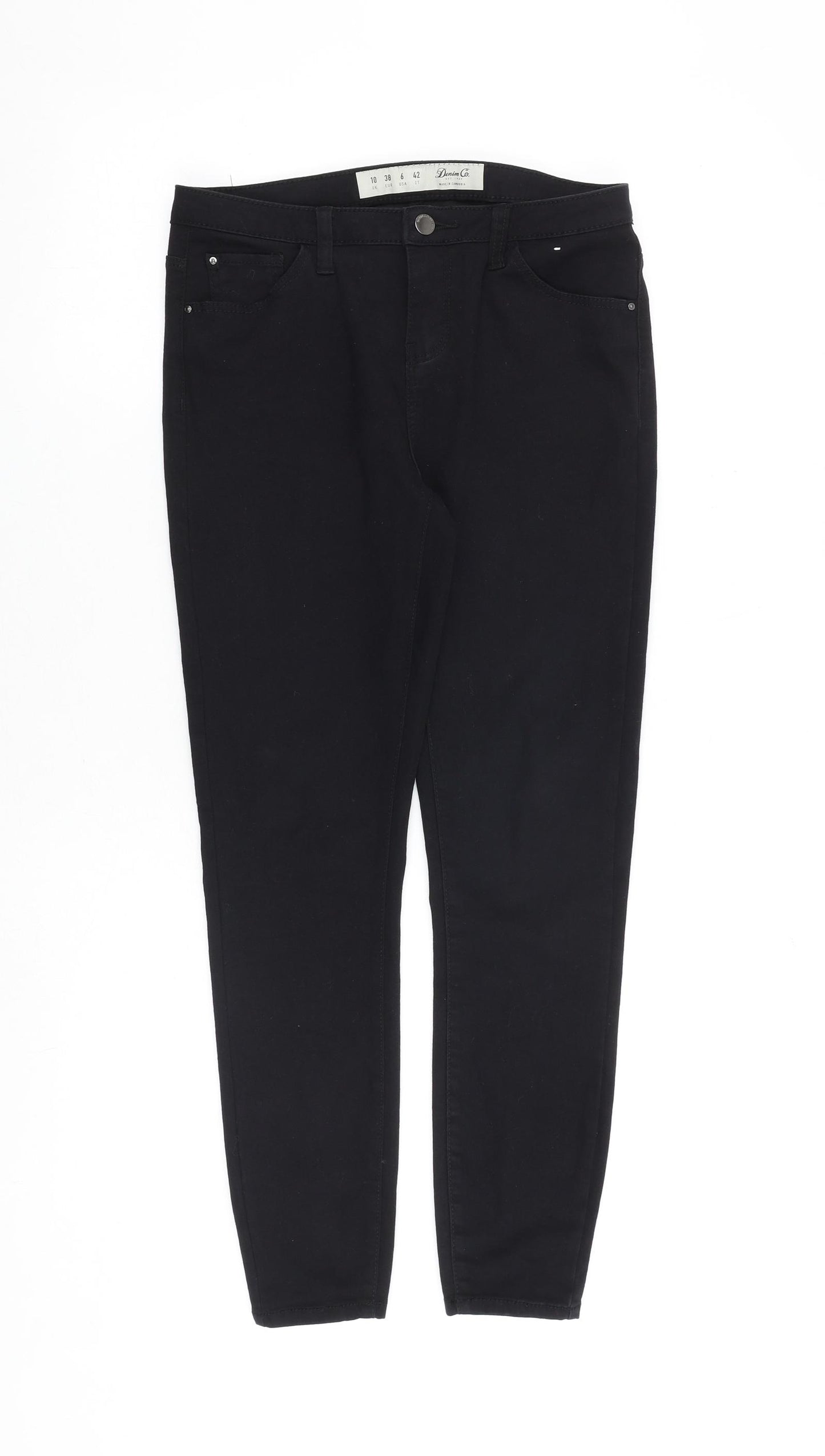 Denim & Co. Womens Black Cotton Skinny Jeans Size 10 Regular Zip