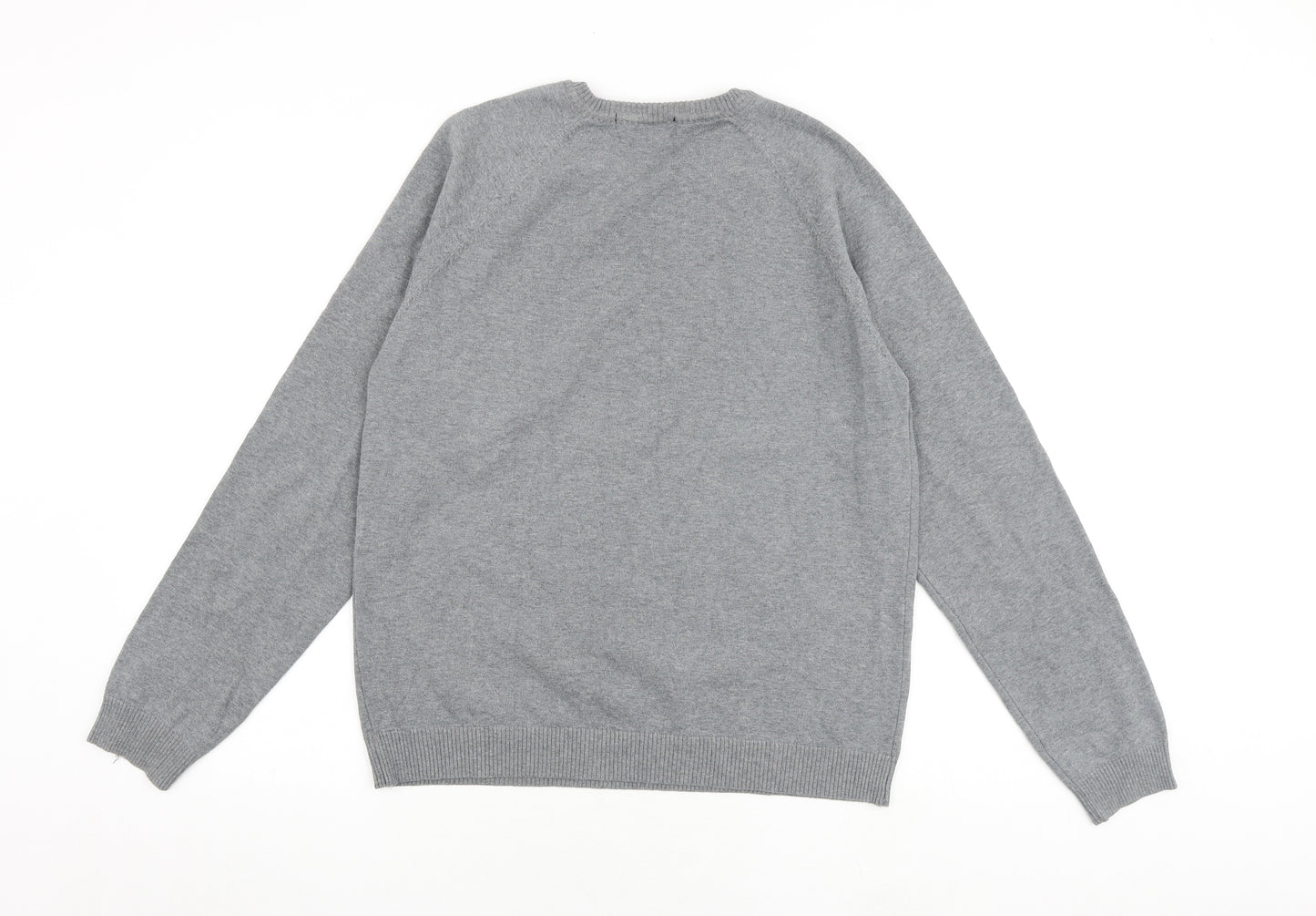 Lyle & Scott Mens Grey V-Neck Cotton Pullover Jumper Size XL Long Sleeve