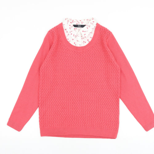 EWM Womens Pink Collared Acrylic Pullover Jumper Size 10 - Size 10-12