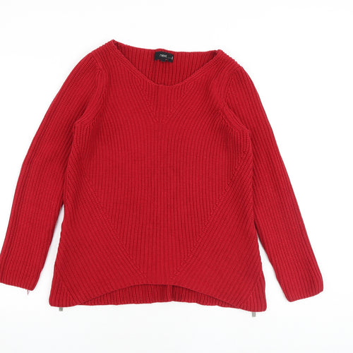 NEXT Womens Red Boat Neck Cotton Pullover Jumper Size 12