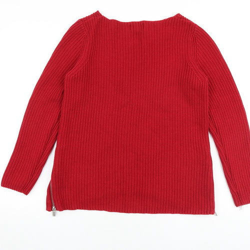 NEXT Womens Red Boat Neck Cotton Pullover Jumper Size 12