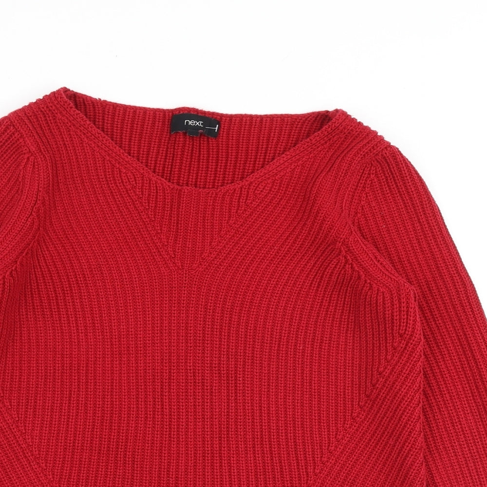 NEXT Womens Red Boat Neck Cotton Pullover Jumper Size 12