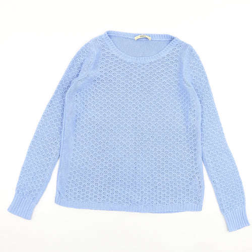 Oasis Womens Blue Boat Neck Acrylic Pullover Jumper Size S