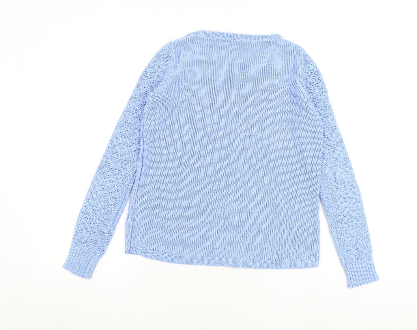 Oasis Womens Blue Boat Neck Acrylic Pullover Jumper Size S