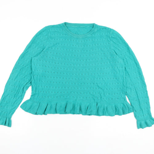 Marks and Spencer Womens Green Crew Neck Viscose Pullover Jumper Size 14