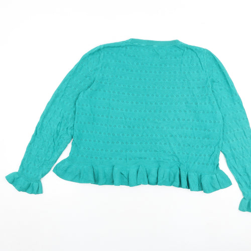 Marks and Spencer Womens Green Crew Neck Viscose Pullover Jumper Size 14