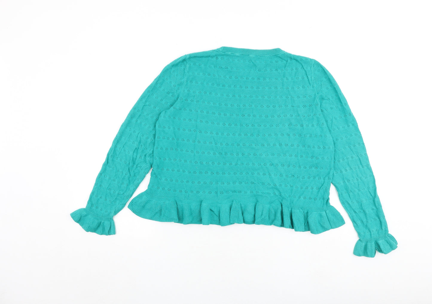 Marks and Spencer Womens Green Crew Neck Viscose Pullover Jumper Size 14