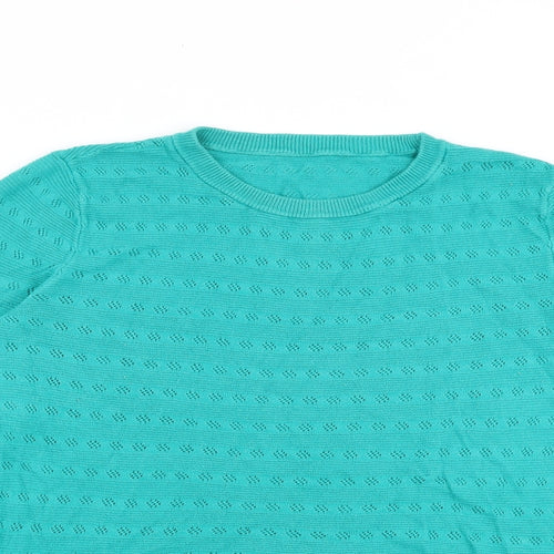 Marks and Spencer Womens Green Crew Neck Viscose Pullover Jumper Size 14