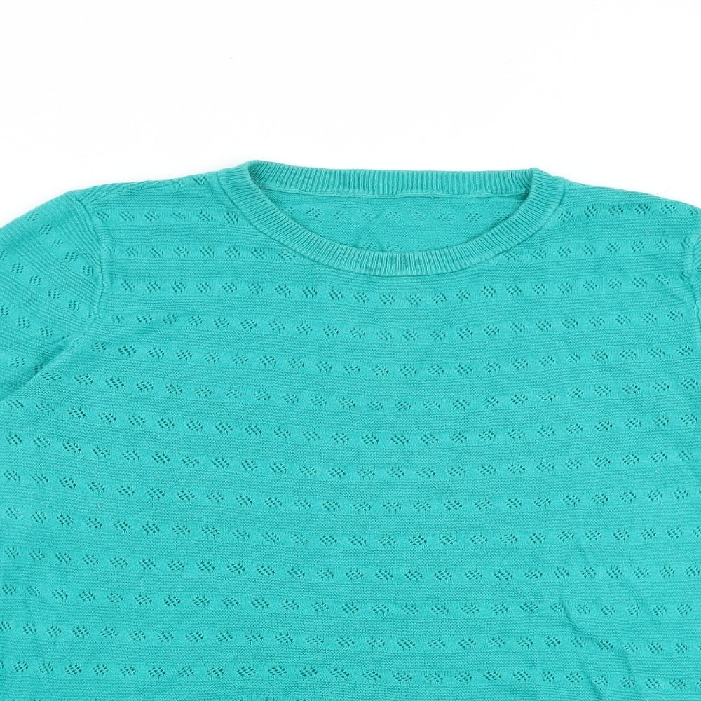 Marks and Spencer Womens Green Crew Neck Viscose Pullover Jumper Size 14