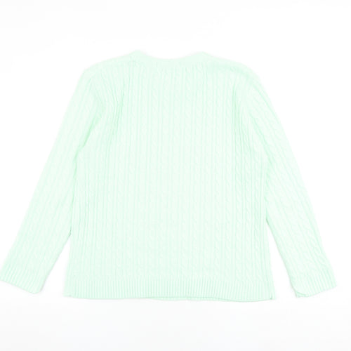 Pure & Natural Womens Green Round Neck Acrylic Pullover Jumper Size M - Size M-L