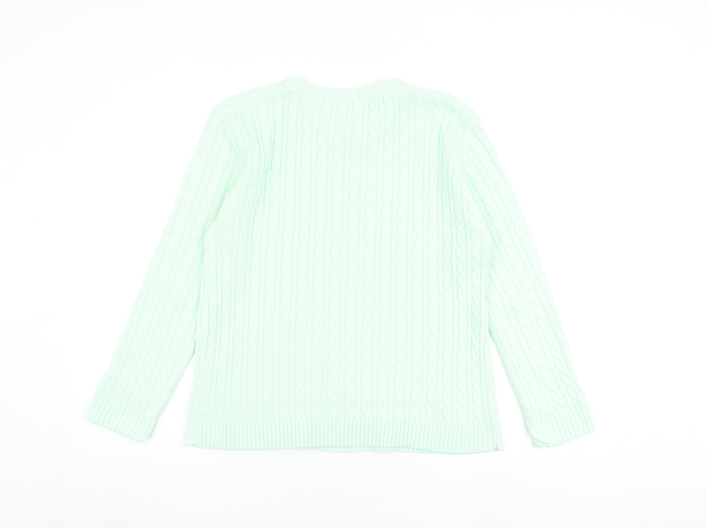 Pure & Natural Womens Green Round Neck Acrylic Pullover Jumper Size M - Size M-L