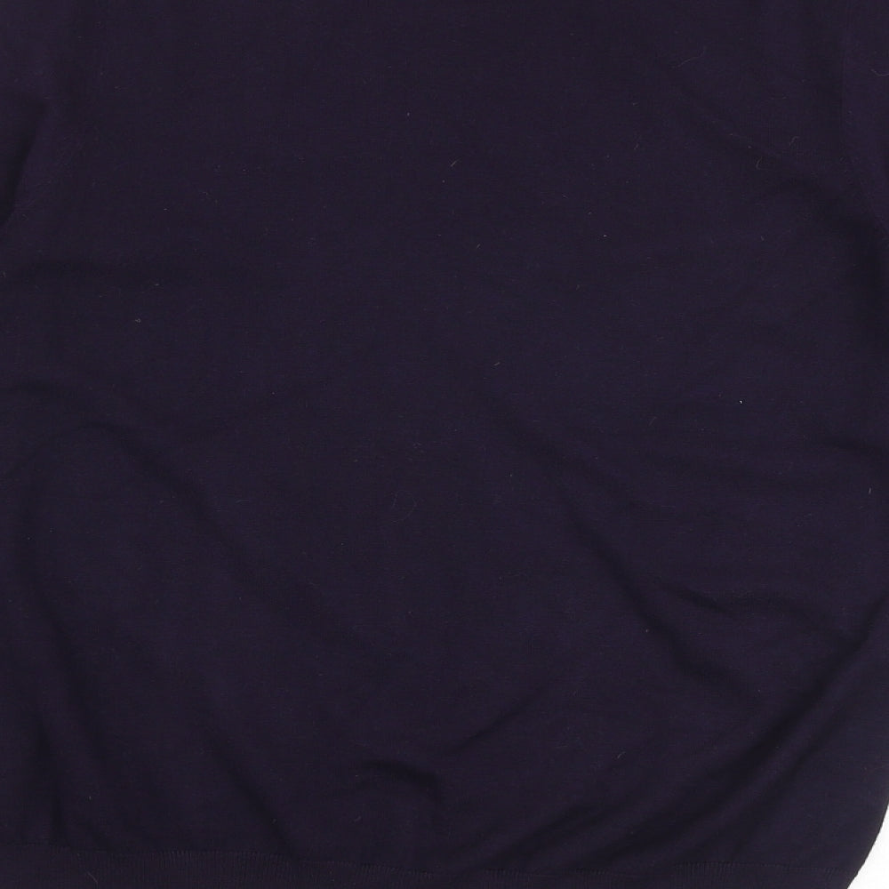 Wallis Womens Purple Boat Neck Viscose Pullover Jumper Size 12 - Floral Detail