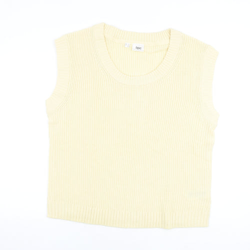 BPC Womens Ivory Round Neck Acrylic Vest Jumper Size L