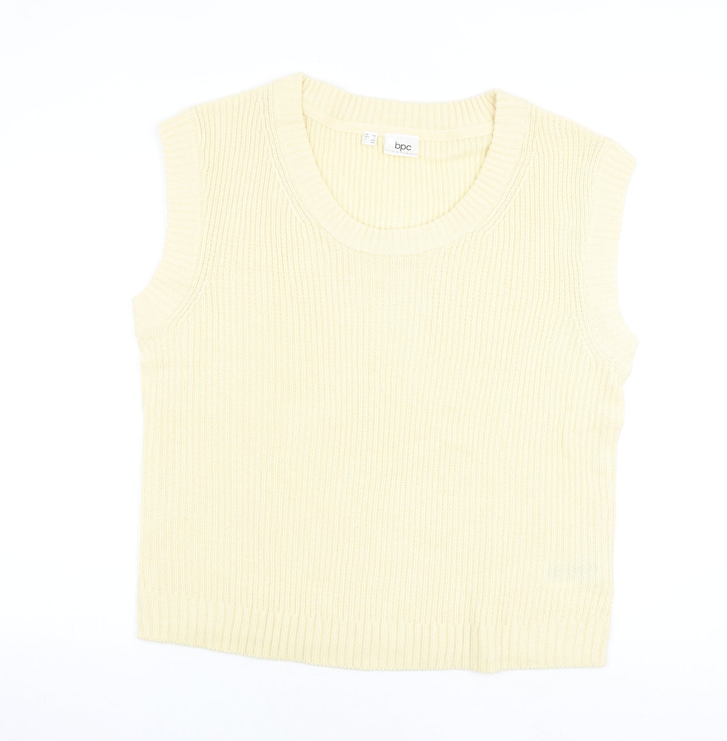 BPC Womens Ivory Round Neck Acrylic Vest Jumper Size L