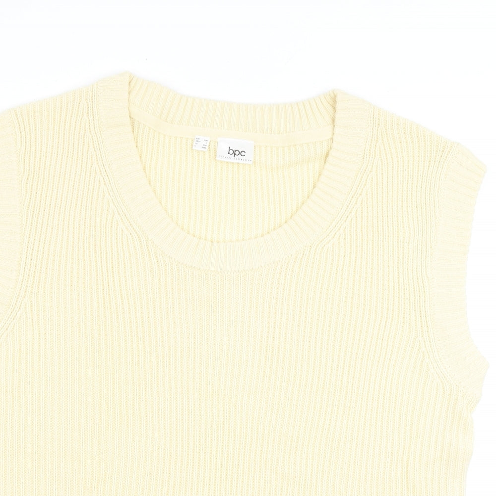 BPC Womens Ivory Round Neck Acrylic Vest Jumper Size L