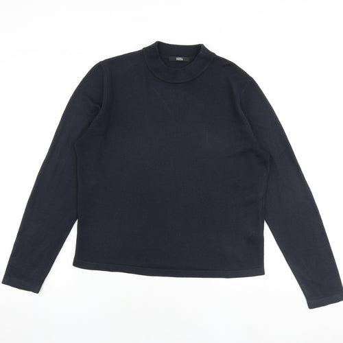 Marks and Spencer Womens Blue Mock Neck Acrylic Pullover Jumper Size 14