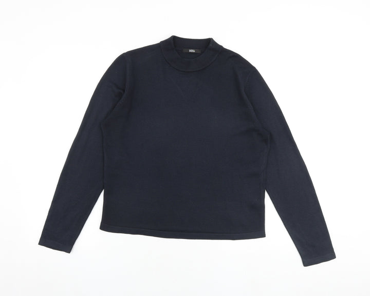 Marks and Spencer Womens Blue Mock Neck Acrylic Pullover Jumper Size 14
