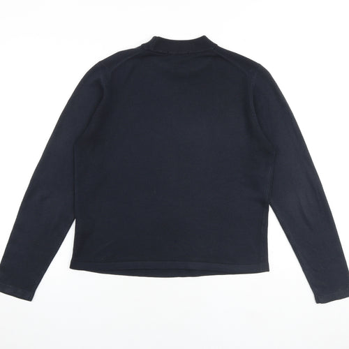 Marks and Spencer Womens Blue Mock Neck Acrylic Pullover Jumper Size 14
