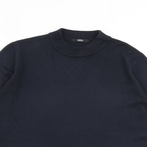 Marks and Spencer Womens Blue Mock Neck Acrylic Pullover Jumper Size 14