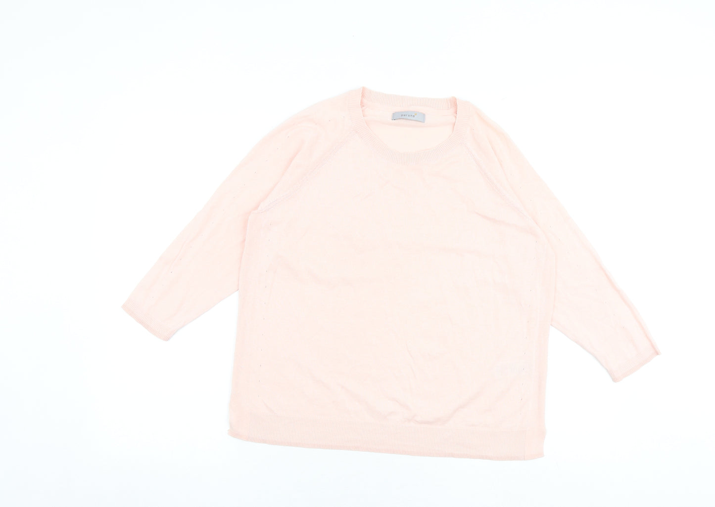 Per Una Womens Pink Round Neck 100% Cotton Pullover Jumper Size 14