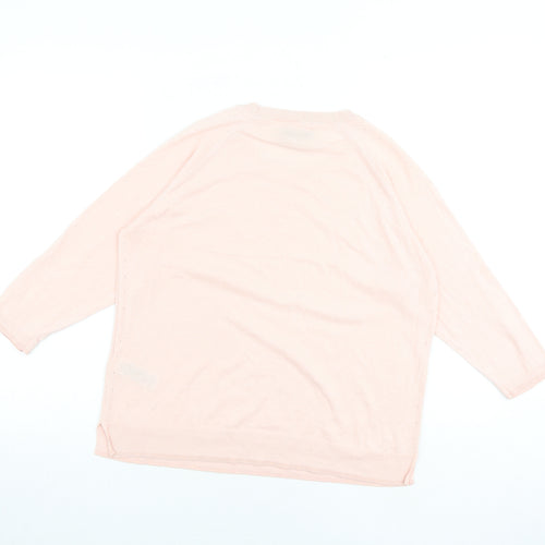 Per Una Womens Pink Round Neck 100% Cotton Pullover Jumper Size 14