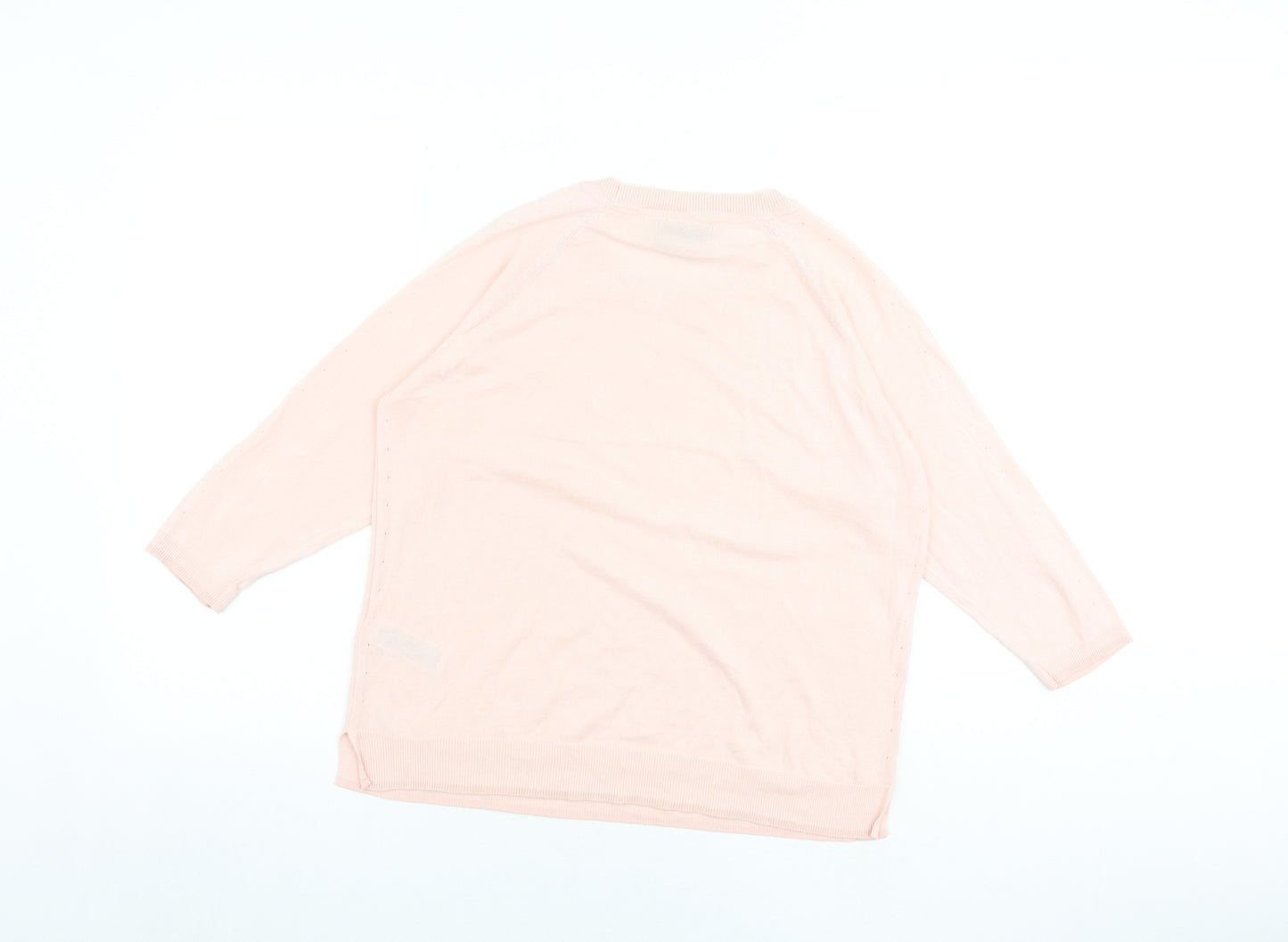 Per Una Womens Pink Round Neck 100% Cotton Pullover Jumper Size 14