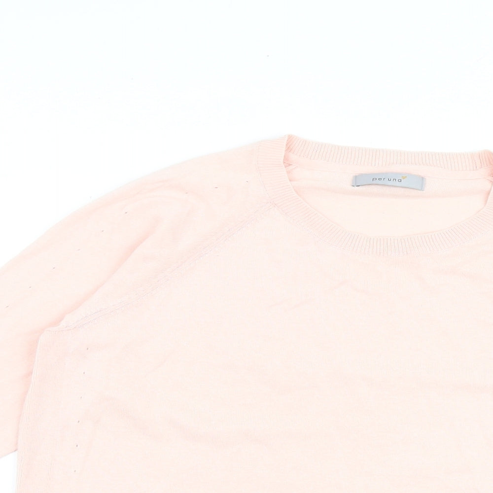 Per Una Womens Pink Round Neck 100% Cotton Pullover Jumper Size 14