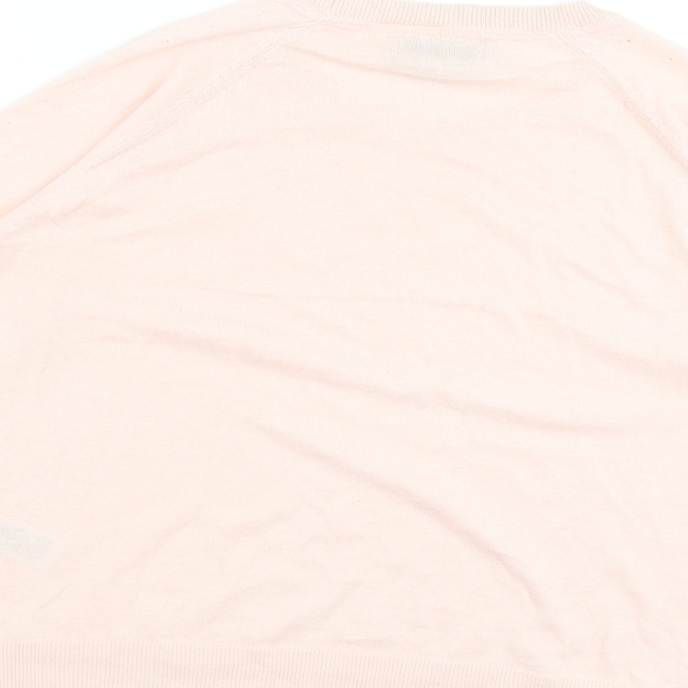 Per Una Womens Pink Round Neck 100% Cotton Pullover Jumper Size 14