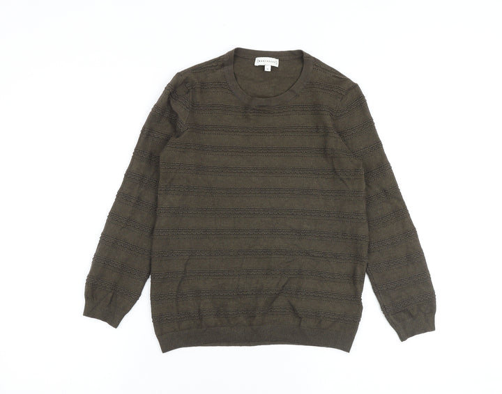Warehouse Womens Green Crew Neck Viscose Pullover Jumper Size 10 - Textured