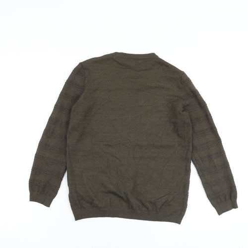 Warehouse Womens Green Crew Neck Viscose Pullover Jumper Size 10 - Textured