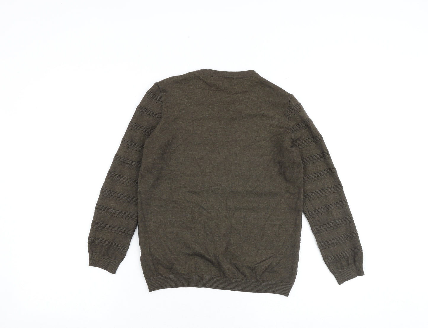 Warehouse Womens Green Crew Neck Viscose Pullover Jumper Size 10 - Textured