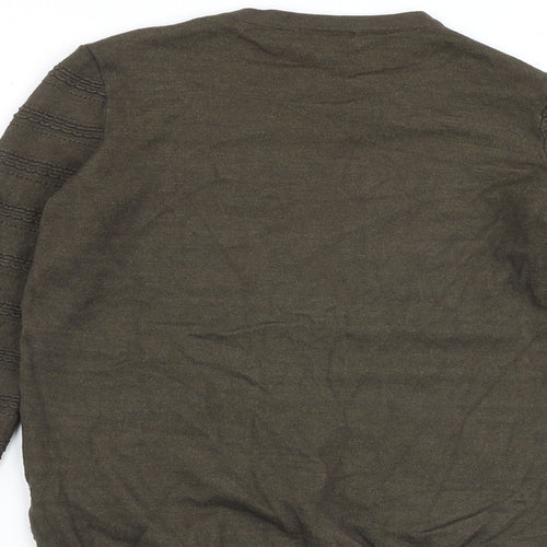 Warehouse Womens Green Crew Neck Viscose Pullover Jumper Size 10 - Textured